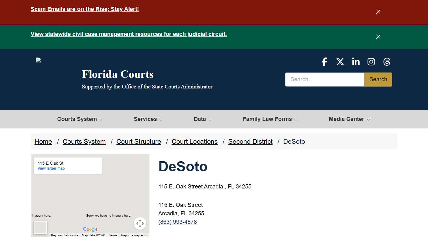 DeSoto / Second District / Court Locations / Court Structure / Courts System - - Florida Courts