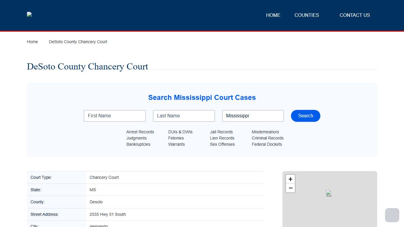 DeSoto County Chancery Court Case Records Search | Desoto, MS